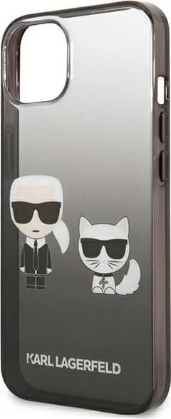 Mbështjellës Karl Lagerfeld KLHCP13STGKCK për iPhone 13 mini 5.4", hardcase, Ikonik Karl & Choupette, Gradient, i zi