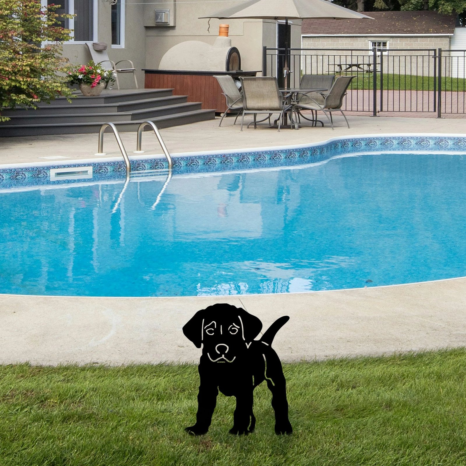 Objekt dekorativ për kopsht, Aberto Design, Amicable 01, ngjyrë e zezë, 40x33cm