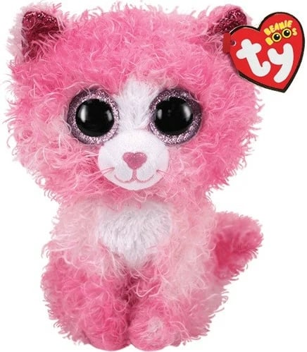 Lodër pelushi TY Beanie Boos Reagan, mace, 24 cm, rozë