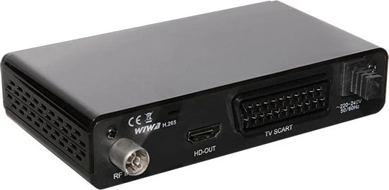 Tuner digjital Wiwa H.265 DVB-T2, Full HD, me telekomandë, i zi
