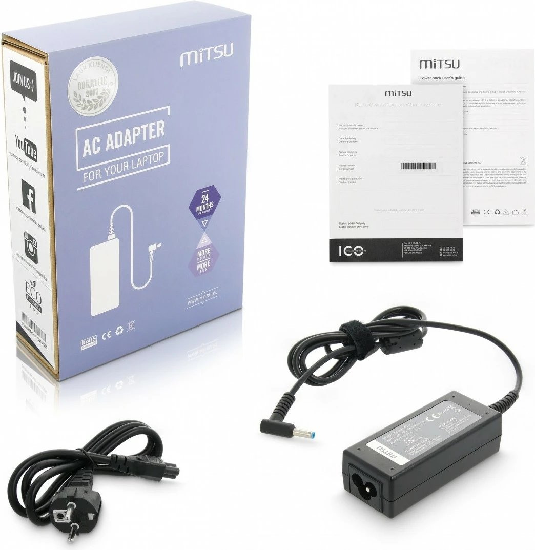Kasë karikues Mitsu për HP, 45W, 19.5V 2.31A, 4.5x3.0 mm, Zi
