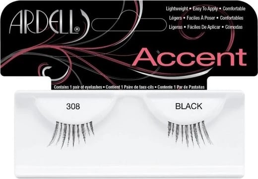 Qerpikë artificial Ardell Accent 1 308 Black për femra, 1 copë