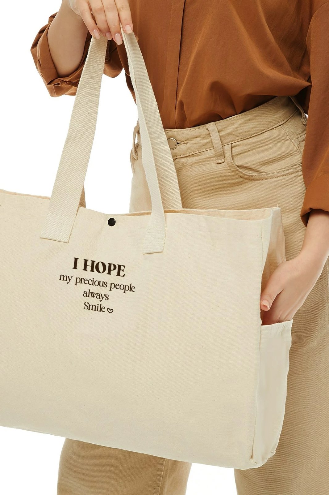 Çantë tote Zoozie Bags, krem, 50x36x12cm