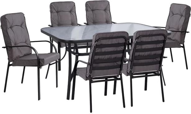 Set kopshti tavolinë & karrige Endika FH10564.01, 7 pjesë, hiri