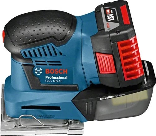 Lëmues Bosch GSS 18V-10, 18V, 5Ah, me Velcro, pa kabllo