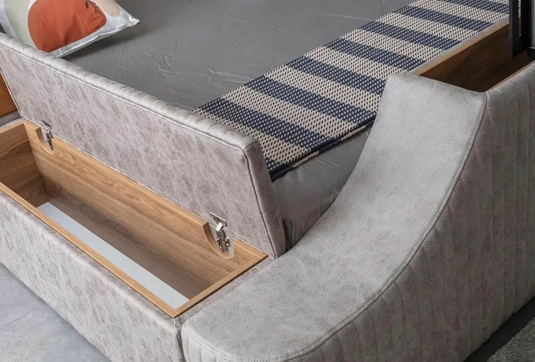 Krevat dopio me funksione smart, ngjyrë kafe, Skye Decor, Sunshine Smart