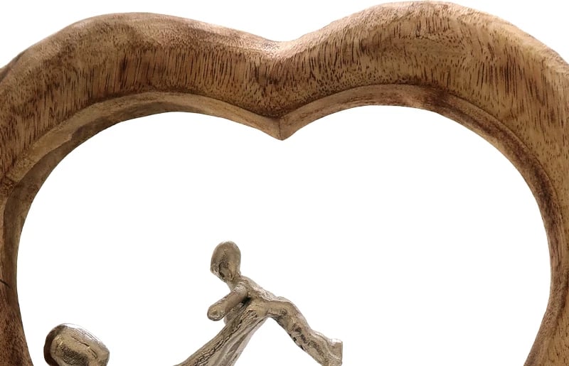 Dekorim tavoline zemër Loisir Inart dru mango-alumin 28.5x9x30cm Dekorim tavoline zemër Loisir Inart dru mango-alumin 28.5x9x30cm