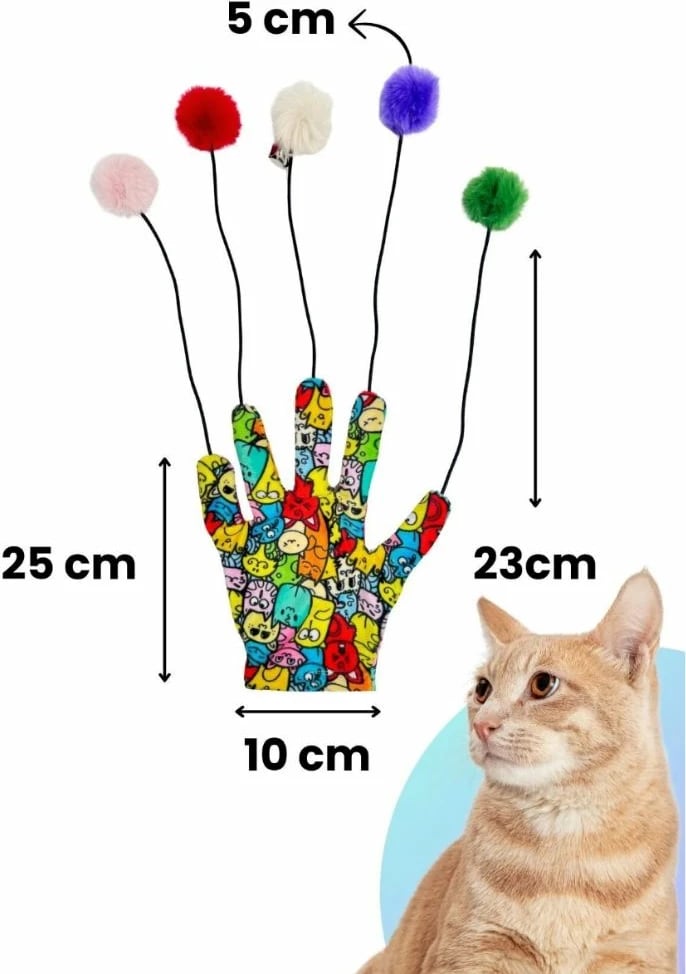 Lodër për mace, dorezë shumëngjyrëshe me pompona, Paws & Whiskers, Miyav 1017