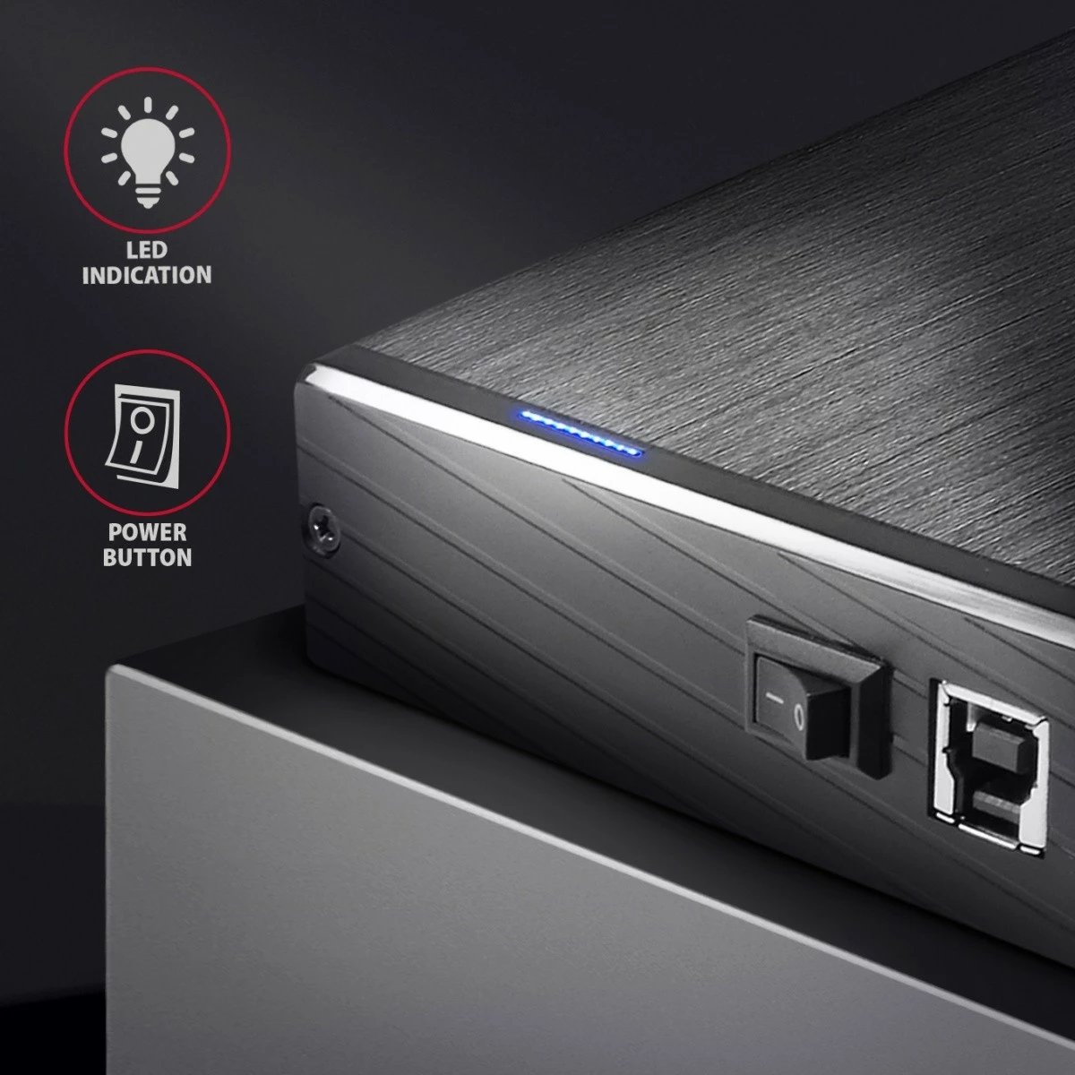 Kasë e jashtme AXAGON EE35-XA3 për hard disk 3.5", USB 3.2 Gen 1, Alumini, E zezë
