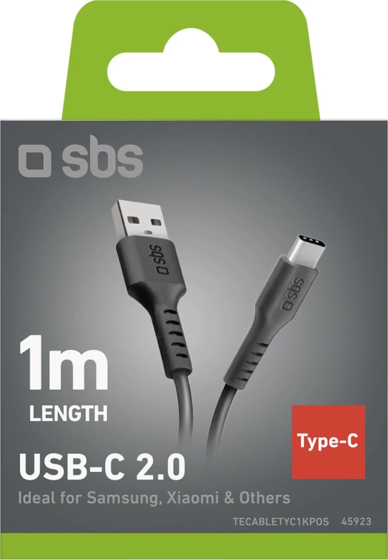 Kabllo USB-A në USB-C SBS TECABLETYC1KPOS, 1 m, e zezë Kabllo USB-A në USB-C SBS TECABLETYC1KPOS, 1 m, e zezë