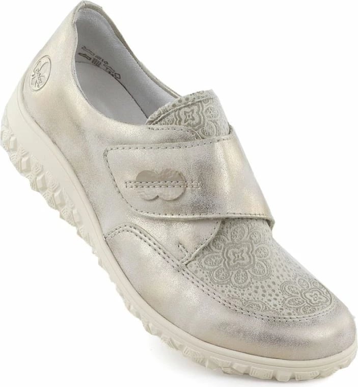 Këpucë femrash Rieker, bezhë ari