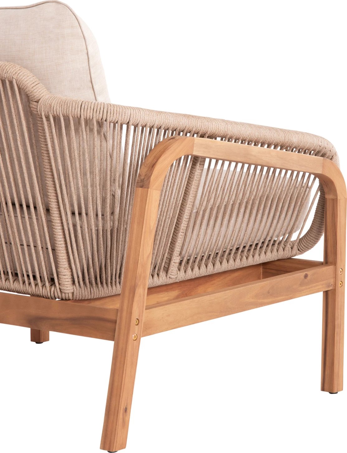 Karrige lounge për jashtë Oasis, dru akacie, alumin & litar, bezhë, 92x80x71.5-82cm