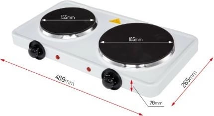 Sobë elektrike me 2 plita, Adler AD 6520, 2500 W, rregullim temperature 5-nivelesh, e bardhë