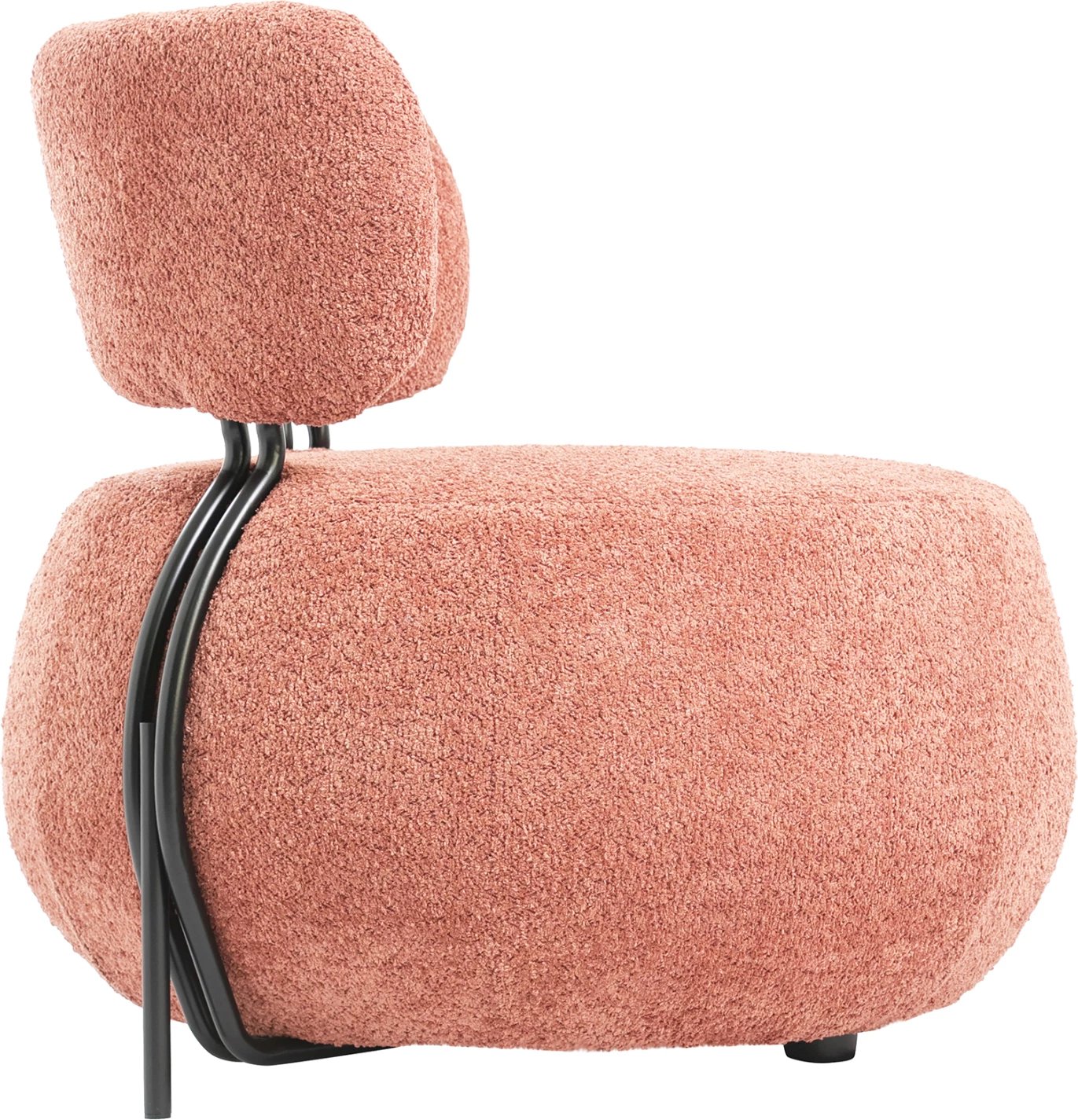 Karrige për sallon, e rrumbullakët, KARSEN, FH9598.02, pëlhurë boucle rozë, 79x78.5x76H cm