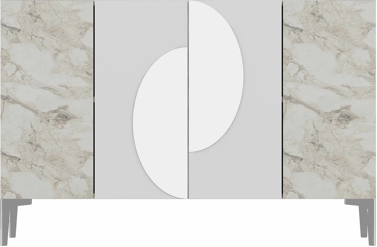 Konsol Skye Decor, Afra KM120, e bardhë, argjend, mermer Ephesus