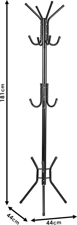 Stendë për pallto Piero metalike e zezë D44x181cm