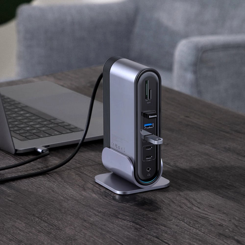 Kasë HUB multifunksional Baseus CAHUB-DG0G, 16 porta, 100W, Gri