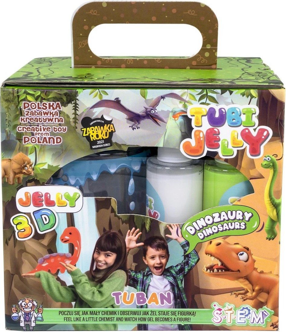 Set kreativ TUBAN Tubi Jelly me akuarium të vogël, 6 ngjyra xheli, dinosaurë, multikolor