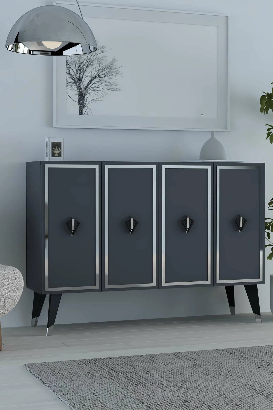 Konsol Skye Decor, 8176KM-32, antracit, e zezë, argjend