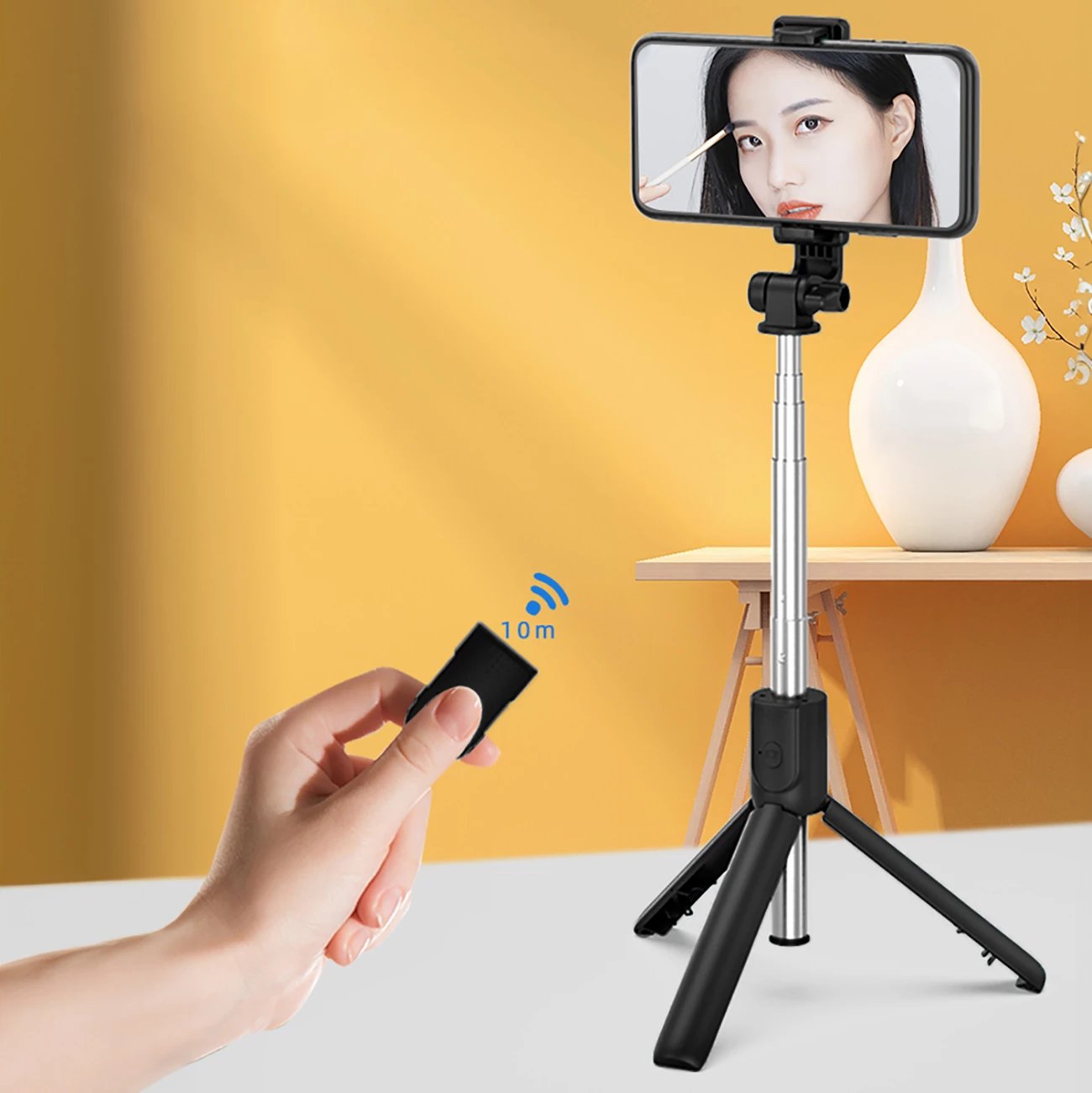 Selfie stick Hurtel WRY1S me tripod, për telefon, 67 cm, e zezë