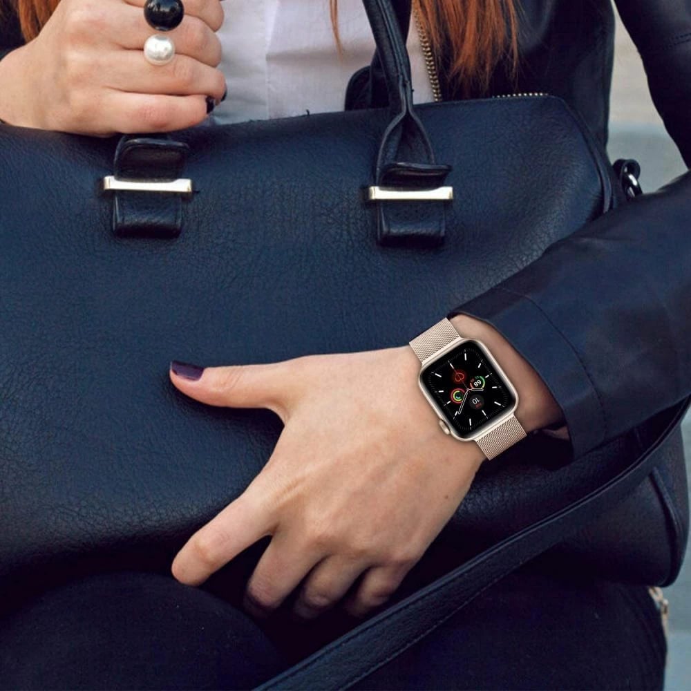Rrip për Apple Watch Tech-Protect MilaneseBand, çelik inox, 42/44/45/49 mm, bezhë