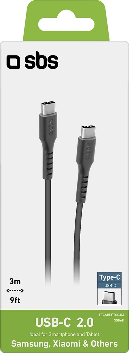 Kabllo USB-C në USB-C SBS TECABLETCC3M, 3m, e zezë Kabllo USB-C në USB-C SBS TECABLETCC3M, 3m, e zezë