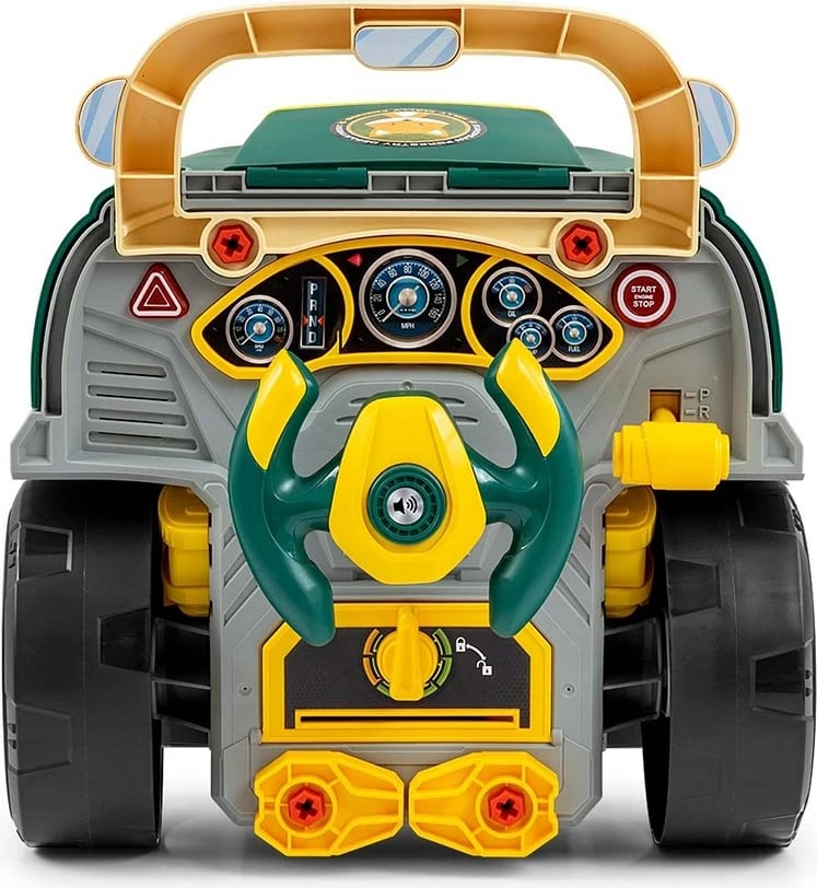 Lodër edukative motor makine me kapak hapës, MILLY MALLY N-GINE, efekte dritë/tingull, timon me borinë, 3 AA, 3+ , e gjelbër, set 56 copë