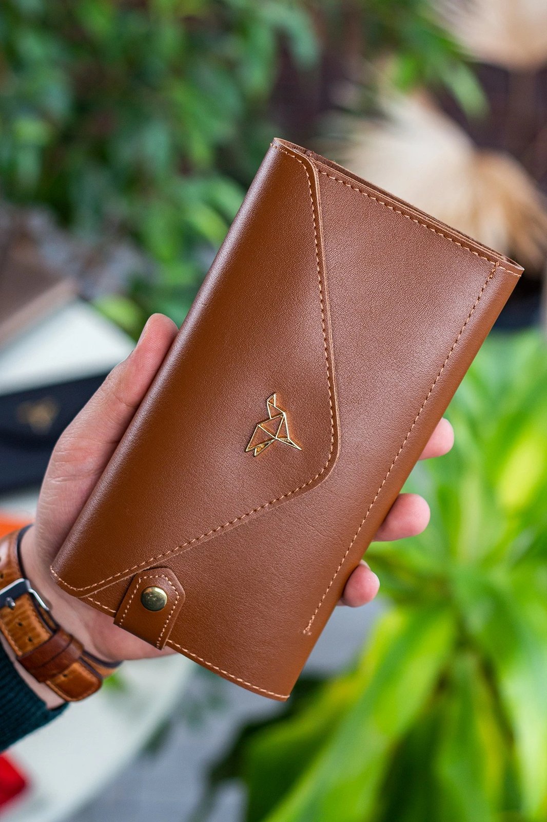 Portofol për gra, stil zarf, ngjyrë kafe e hapur, Zoozie Bags