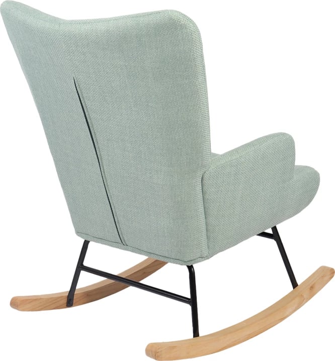 Karrige lëkundëse Jianna, stof mente, këmbë natyrale, 79x64x89cm