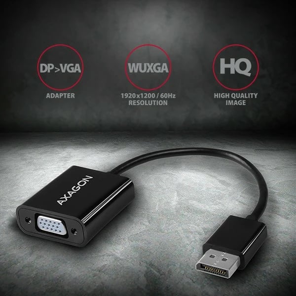 Adapter AXAGON RVD-VGN DisplayPort në VGA, FullHD, i zi