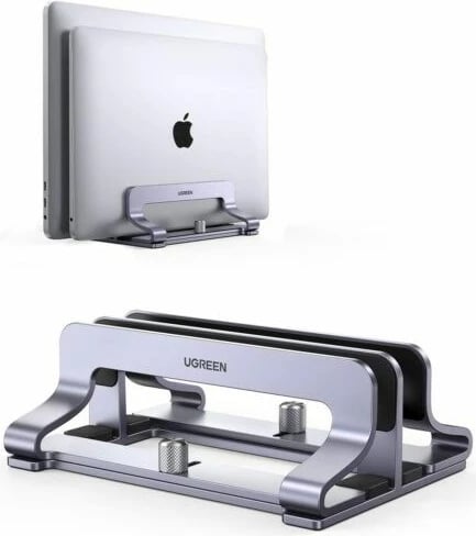 Mbajtëse vertikale për laptop e tablet UGREEN LP258, alumin, për 2 pajisje, argjendtë
