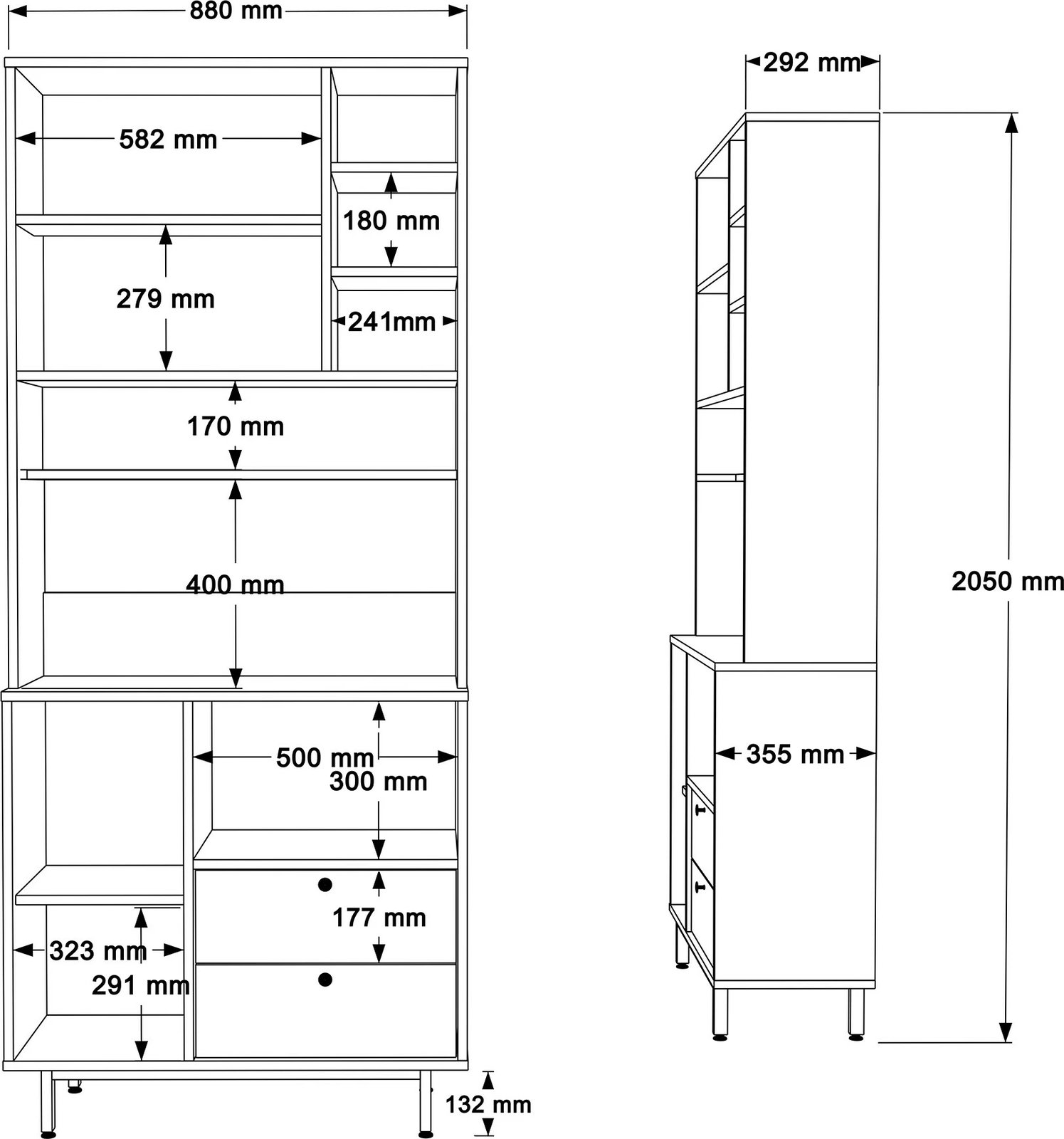 Dollap multifunksional Hanah Home, RE6-SA, ngjyrë lis dhe antracit
