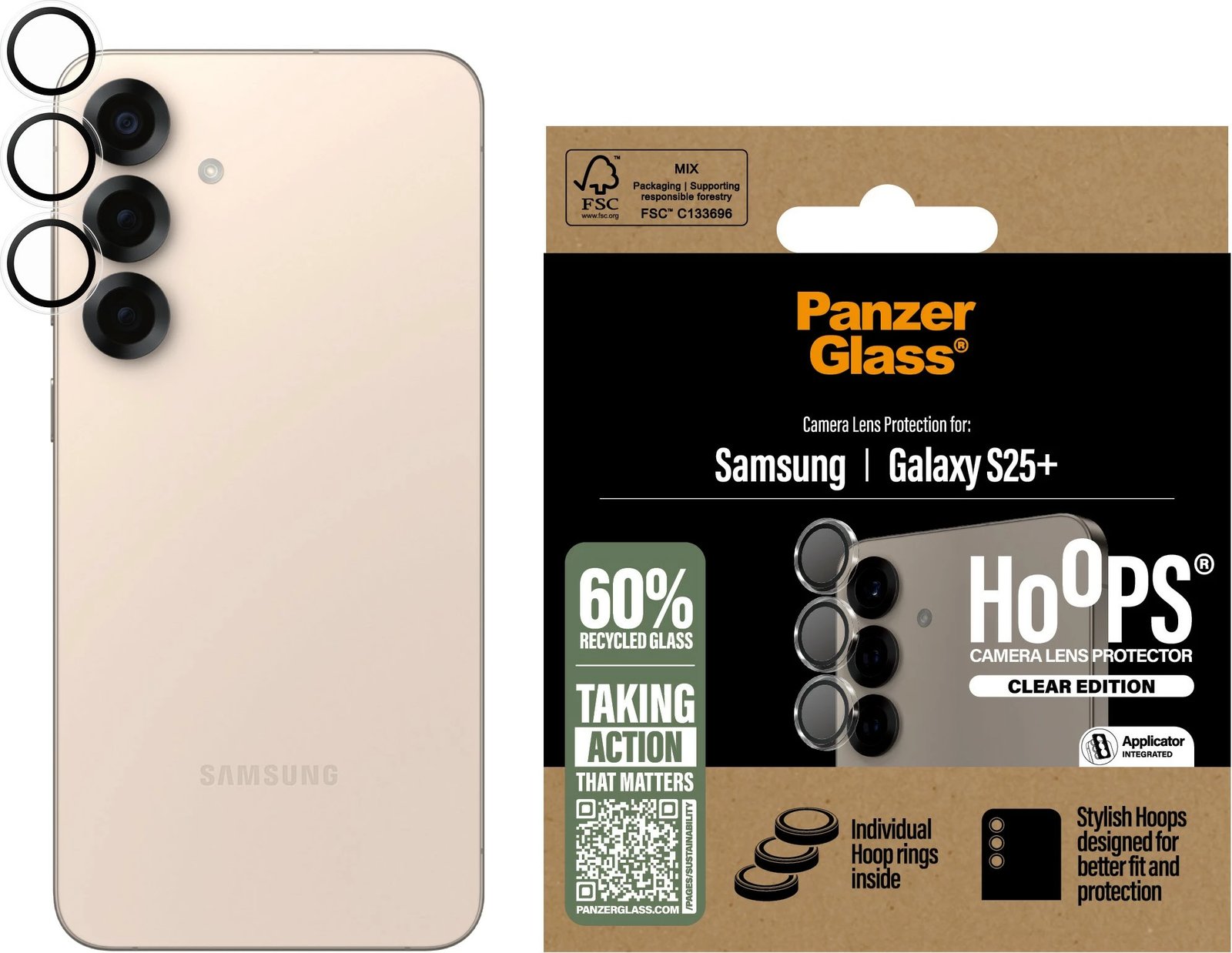 Mbrojtës lente PanzerGlass për Samsung Galaxy S25 Plus, transparent