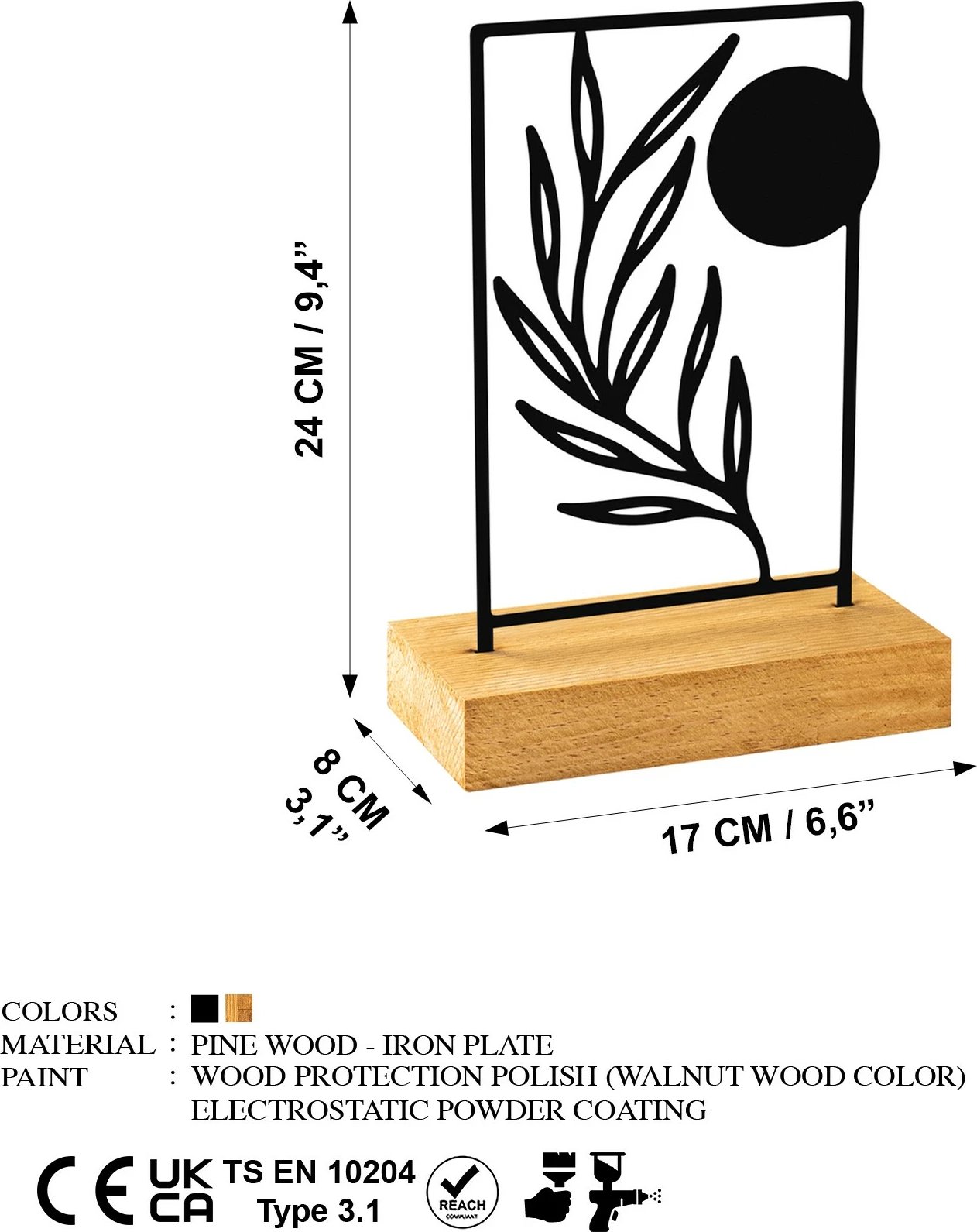 Objekt dekorativ Aberto Design, Sunrise, ngjyrë druri dhe e zezë
