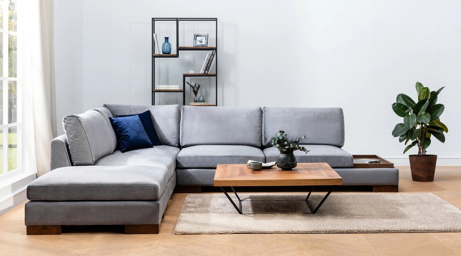Këndare Tulip me pouf, ngjyrë gri e errët, Atelier del Sofa