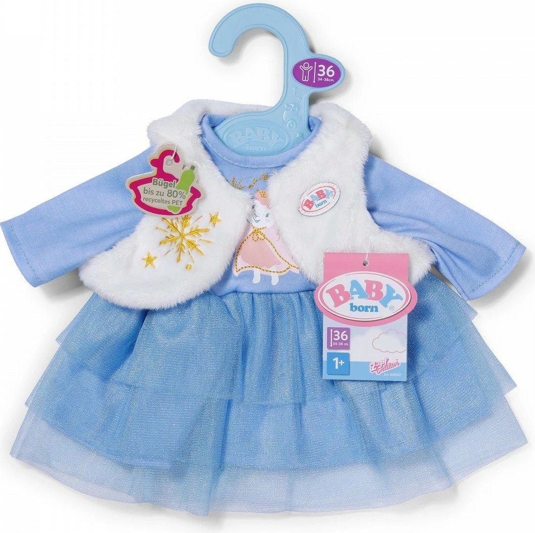 Fustan dimri për kukull, Baby Born, Winter Dress 838822-116725, 36 cm, blu/e bardhë