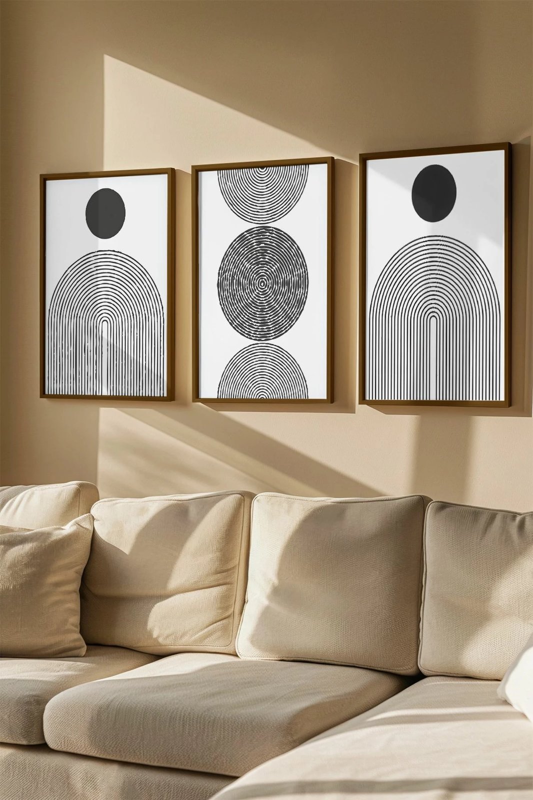 Set pikturash dekorative me kornizë, 3 copë, Wallity, Artvmodel41-Kahve