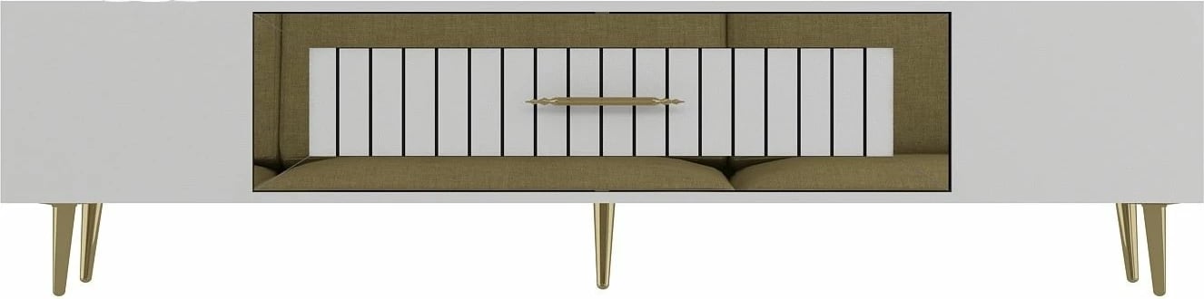 Komodë TV Skye Decor, Dekolp3, e bardhë, ari