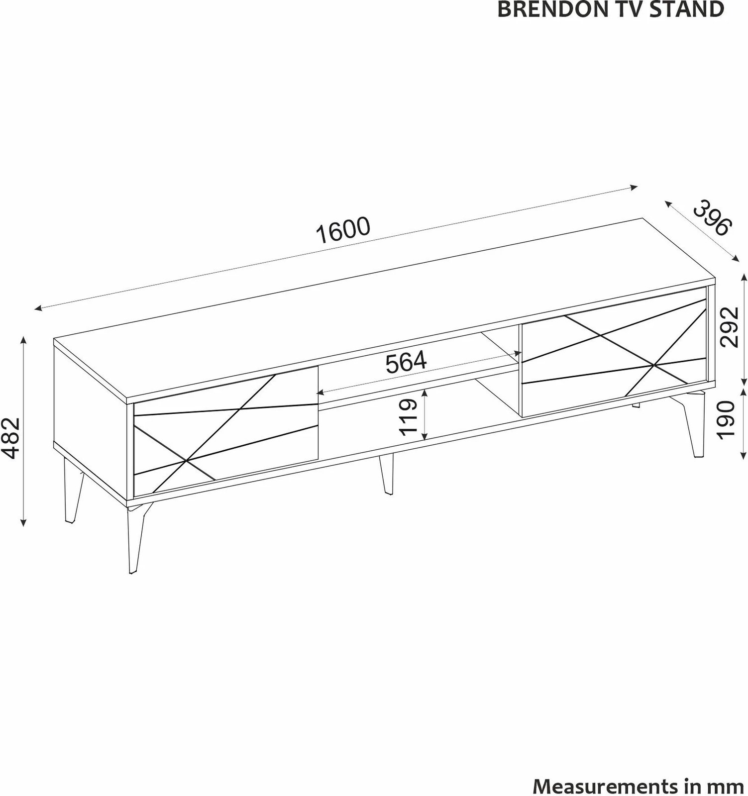 Komodë për TV, Skye Decor, Brendon, ngjyrë antracit