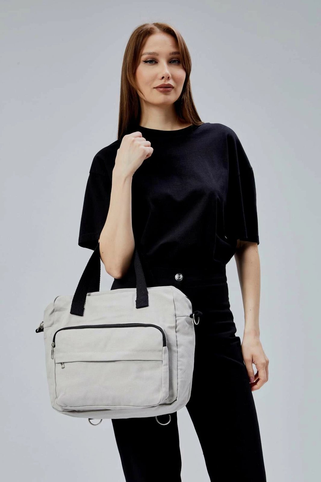 Çantë tote Zoozie Bags, gri, 33x30x10cm