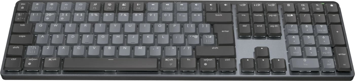 Tastierë Logitech MX Mechanical, Wireless, RF Wireless + Bluetooth, QWERTY, LED, Grafit