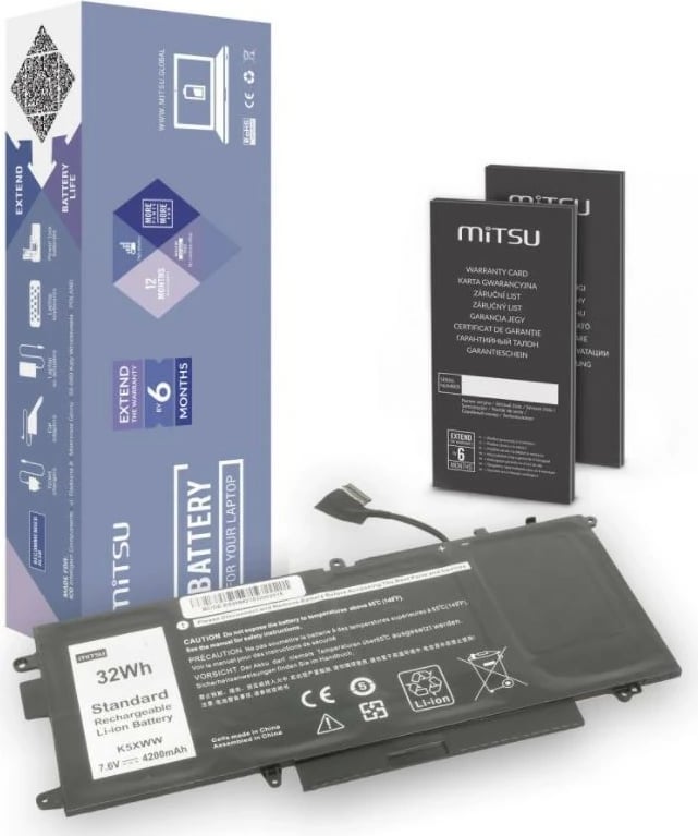 Bateri laptop Mitsu BC/DE-E5289 për Dell Latitude E5289, 7390, 4200 mAh, 32 Wh, 7.6V