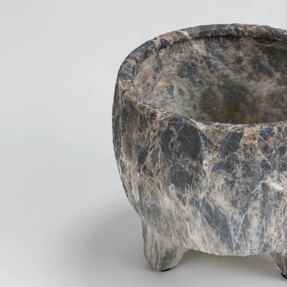 Vazo lulesh ROCKY, qeramike, antracit-bezhë, 27x27x23cm