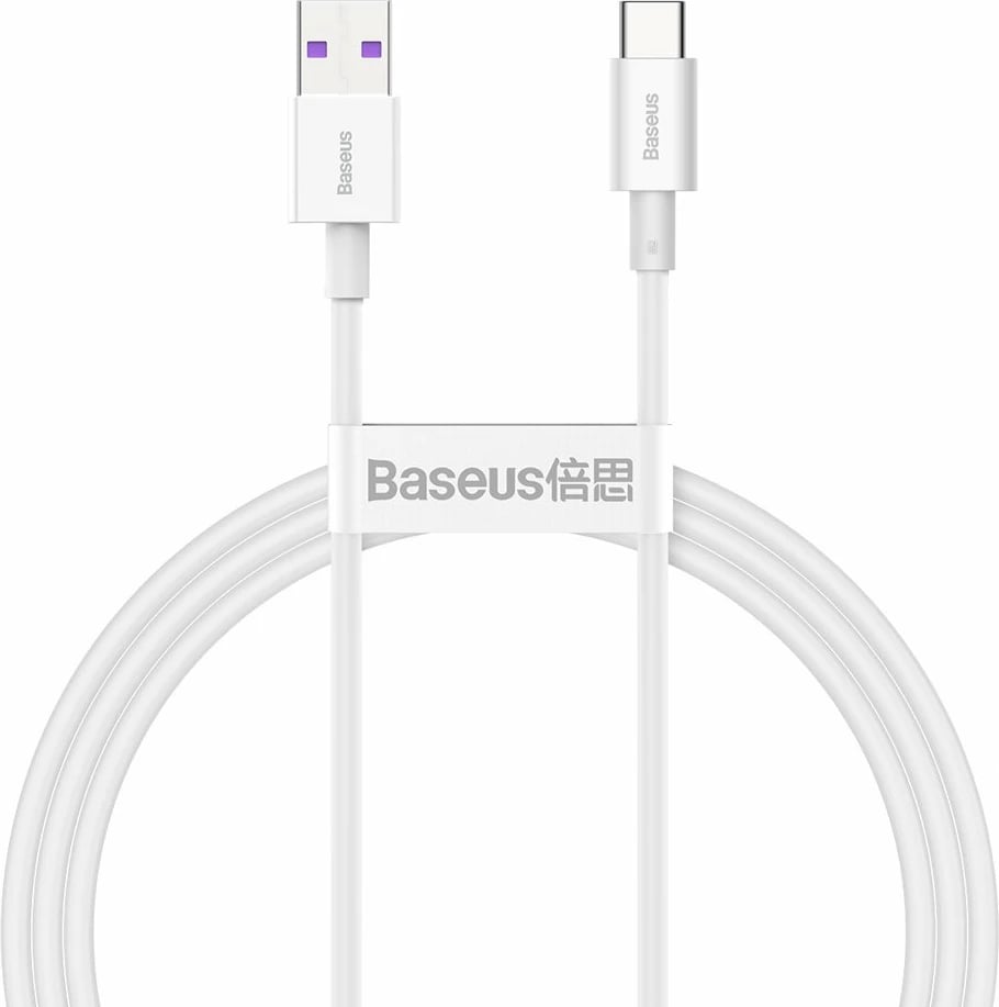 Kabllo karikimi dhe të dhënash Baseus Superior CATYS-02, USB-A në USB-C, 1m, 66W, Bardhë