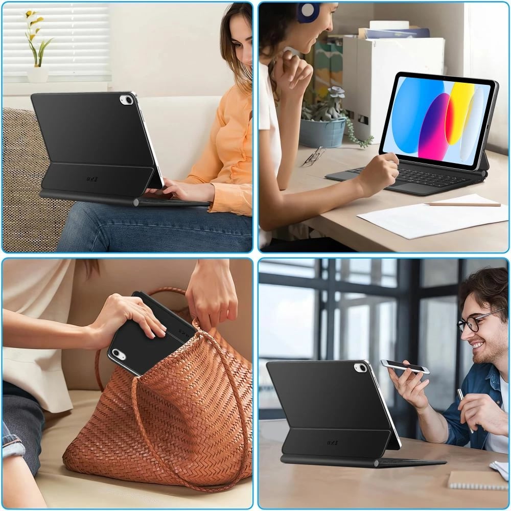 Mbështjellës me tastierë Tech-Protect SmartCase Magnetic për iPad 10.9" 2022 / iPad 11" 2025, e zezë
