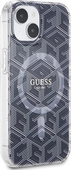 Mbështjellës Guess IML GCube MagSafe për iPhone 15 Plus / 14 Plus, i zi