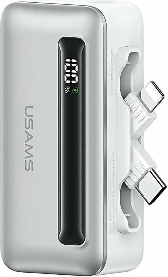 Powerbank USAMS USA001545, 4500mAh, 20W, USB-C/Lightning, Silver