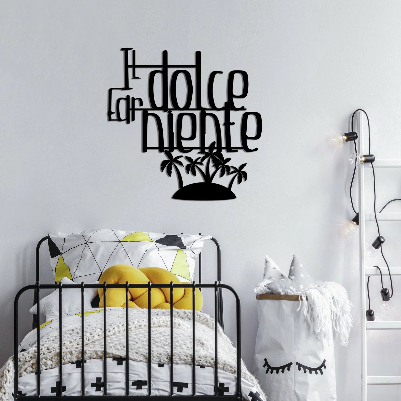 Aksesor dekorativ metalik për mur, Wallity Dolce Far Niente 4, ngjyrë e zezë, 56x56cm