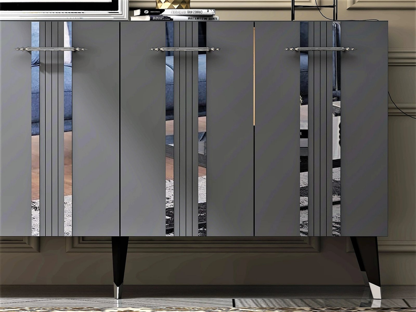 Konsol Asel, anthracite, silver, Hanah Home