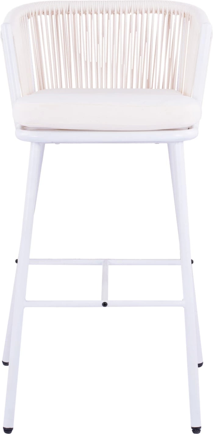 Karrige për bar me kornizë metalike dhe litar, e bardhë, FH5714.03, 46x54x101 cm